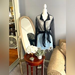 Women’s see through black button up blouse